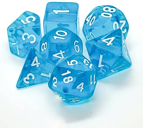 Kit de dados Azul translúcido