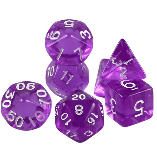 Kit de dados Roxo translúcido