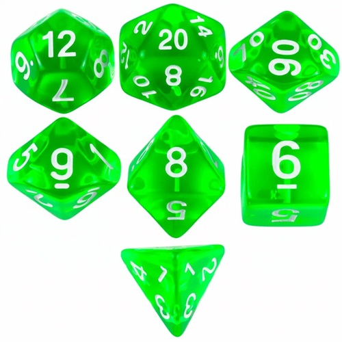 Kit de dados Verde translúcido