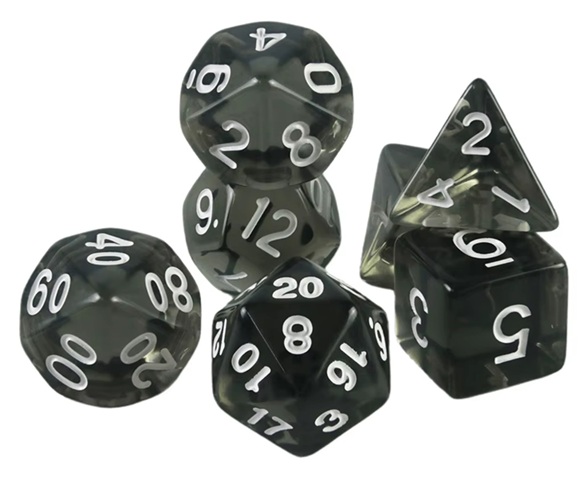 Kit de dados Preto translúcido