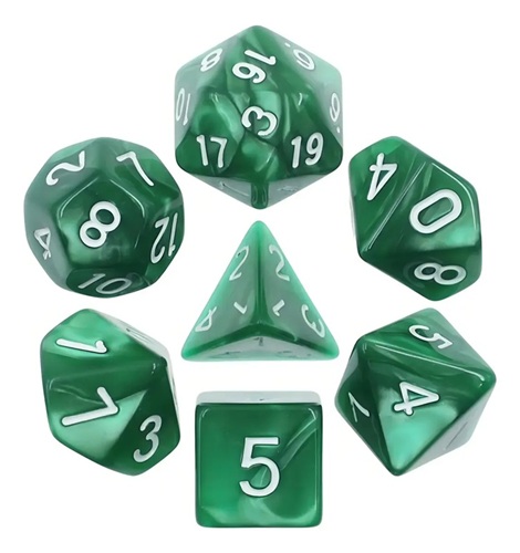 Kit de dados Perolado Verde e branco