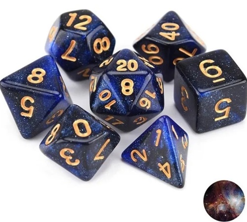Kit de dados Glitter Azul e preto