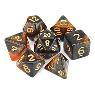 Kit de dados Glitter Laranja e preto
